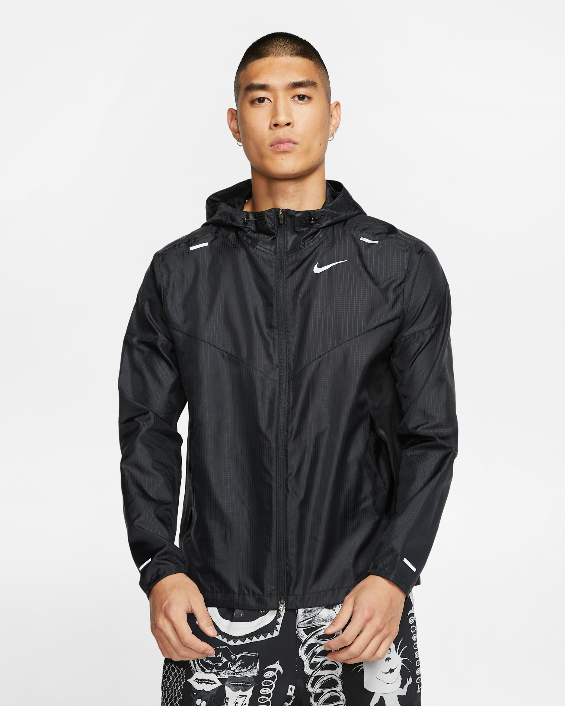 ウォーキング・ランニングウェア NIKE SHIELD Windrunner Running Jacket Nike Running Jacket Windrunner - Black/Reflect Silver